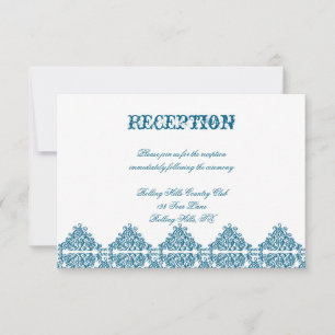 Invitación Recepción marroquí de matrimonio en damasco azul