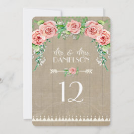 Invitación Recepción Mesa BOHO Número Aliento de Bebé Rosas
