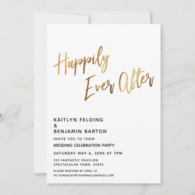 Invitación Recepción Mínima de Guión de Oro Felices para Siem (Anverso)