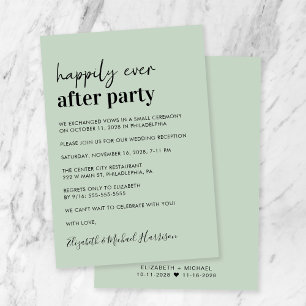 Invitación Recepción mínima moderna de boda verde sabia