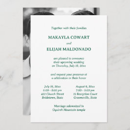Invitación Recepción mínima Verde/Blanco Boda del Templo Dos
