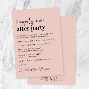 Invitación Recepción minimal moderna de Rubor de boda rosa