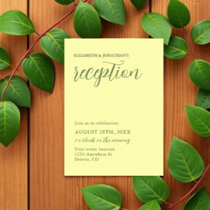Invitación Recepción minimalista con amarillo mantequilla y s