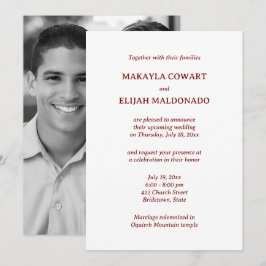 Invitación Recepción minimalista de Boda en Templo Blanco y R