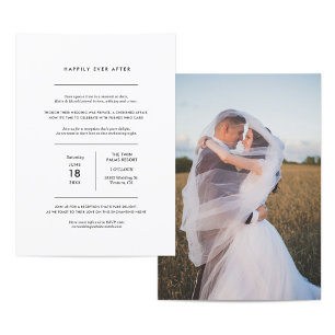 Invitación Recepción minimalista de boda fotográfica