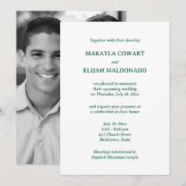 Invitación Recepción minimalista de Boda Verde y Blanco de Te