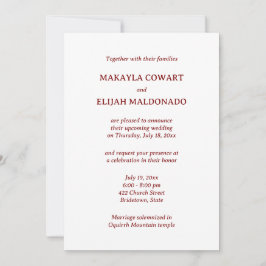 Invitación Recepción minimalista de Bodas Español-Inglés