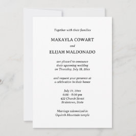 Invitación Recepción minimalista de la boda de los templos bl