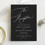 Invitación Recepción moderna de boda blanca y negra<br><div class="desc">Acogida moderna de Bodas Sencillas en Blanco y Negro para un moderno boda formal o informal. Con una caligrafía moderna e impresionante.</div>