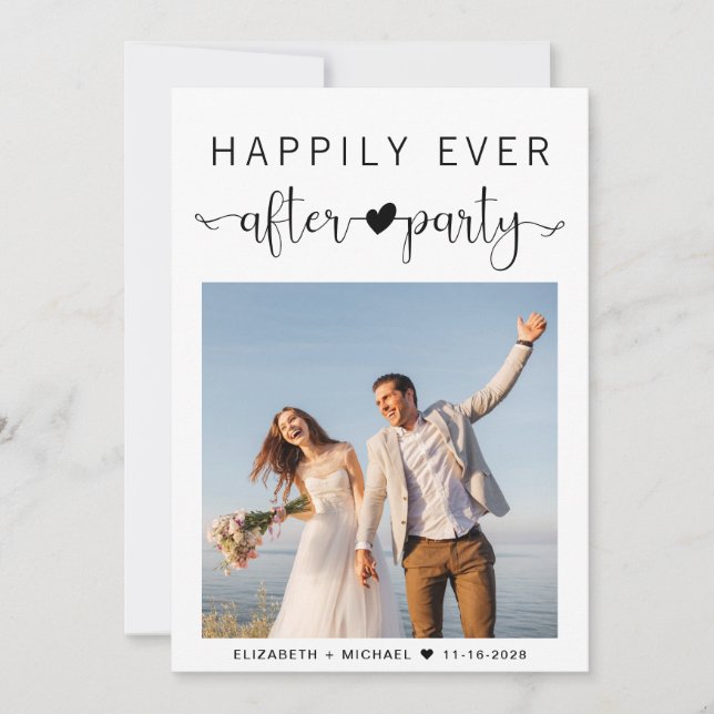 Invitación Recepción moderna de boda fotográfica (Anverso)