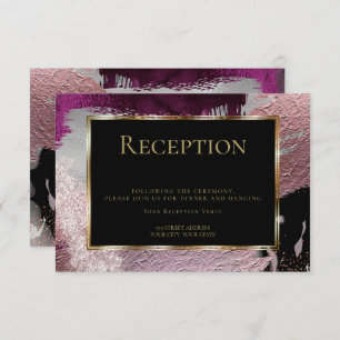 Invitación Recepción   Modernos Faux Metallic Berry Strokes