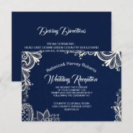 Invitación recepción náutica de boda azul marino de encaje bl