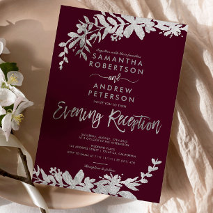 Invitación recepción nocturna con guión de SIlver con flores