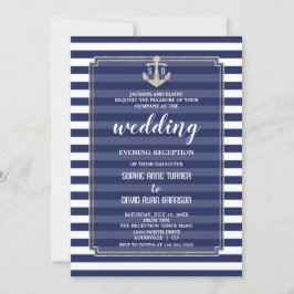 Invitación Recepción nocturna de Boda plateado de la Marina N