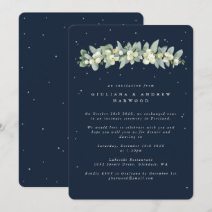 Invitación Recepción nupcial de nevada azul de la marina + eu