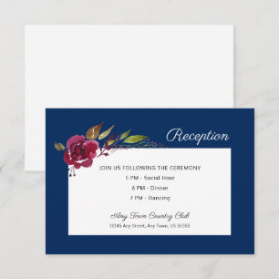 Invitación Recepción nupcial floral de los azules marinos de