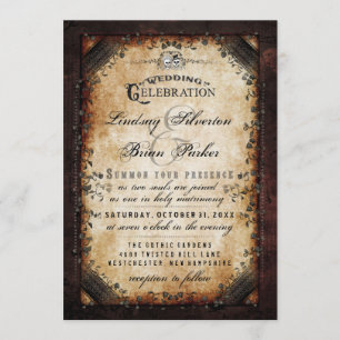 Invitación Recepción nupcial gótica del esqueleto de