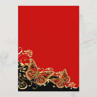 Invitación Recepción nupcial negra roja del oro