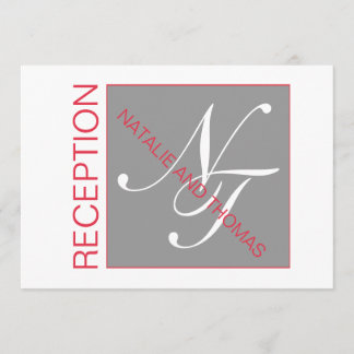 INVITACIÓN RECEPCIÓN NUPCIAL SIMPLE DE LAS INICIALES BLANCAS
