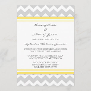 Invitación Recepción nupcial solamente Chevron amarillo gris