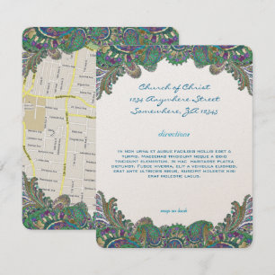 Invitación Recepción paisley color pavo-pavo Boda
