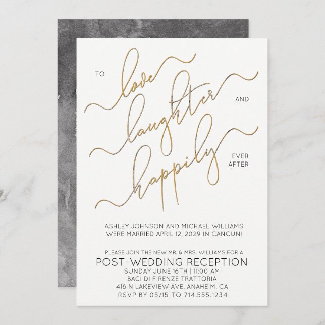 Invitación Recepción Post Boda Felices Para Siempre (Anverso / Reverso)