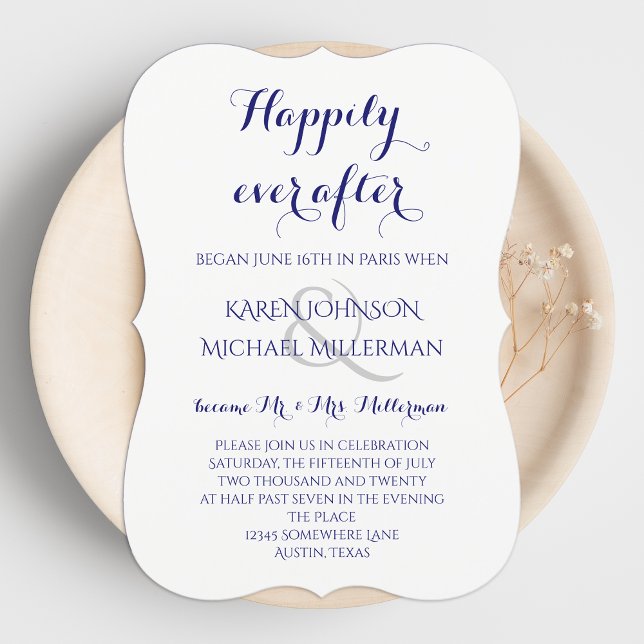Invitación Recepción post boda feliz medianoche azul (Subido por el creador)