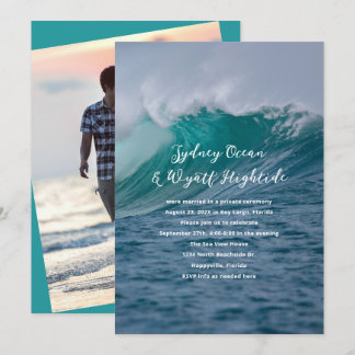 Invitación Recepción Privada de Boda con Olas que Rompen