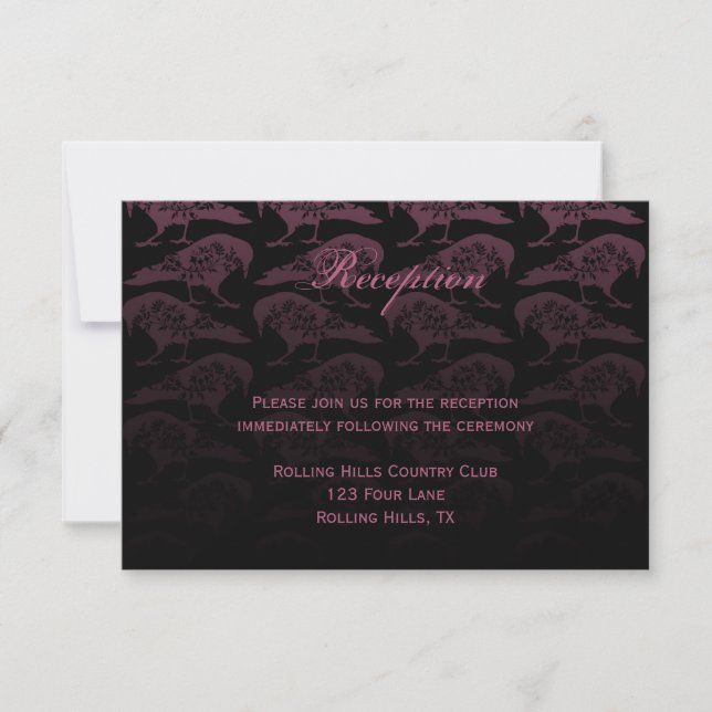 Invitación Recepción Purple Raven de boda gótica (Anverso)
