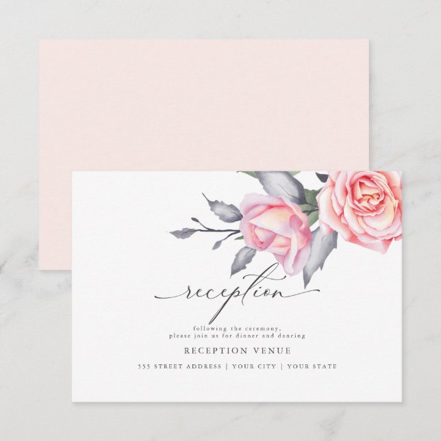 Invitación Recepción rosada Rubor Rosa rústico de cabaña (Anverso / Reverso)