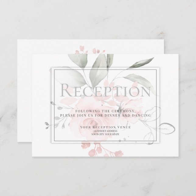 Invitación Recepción | Rosas Primavera Rosada (Anverso / Reverso)