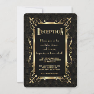 Invitación Recepción Royal Roaring 20's Gold Art Deco