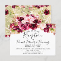 Recepción Rubor Pink Burgundy Floral Drop Wedding