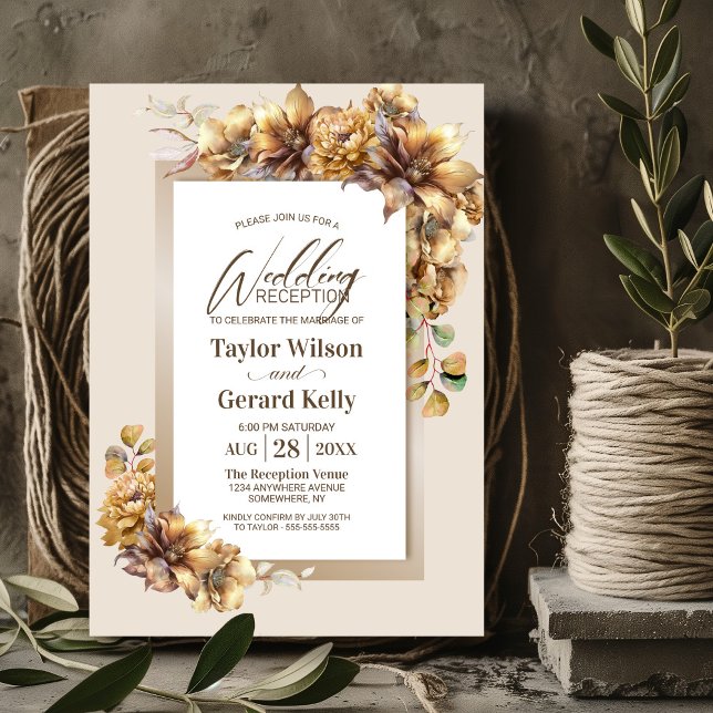 Invitación Recepción rústica de bodas florales en otoño (Subido por el creador)