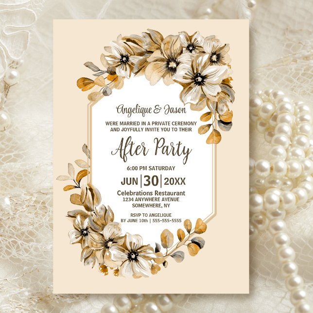 Invitación Recepción rústica de bodas florales en otoño (Subido por el creador)