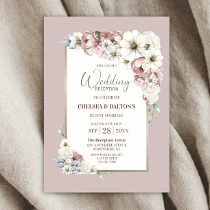 Invitación Recepción rústica de bodas florales en otoño