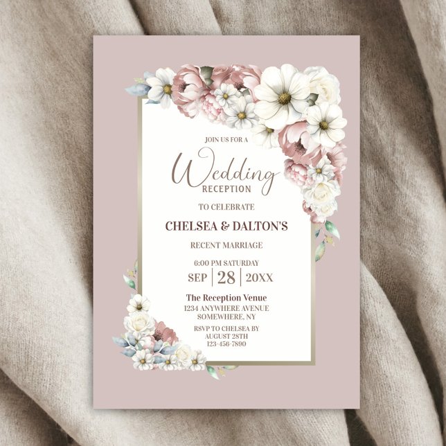 Invitación Recepción rústica de bodas florales en otoño (Subido por el creador)