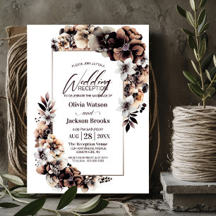 Invitación Recepción rústica de bodas florales en otoño