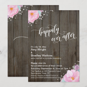 Invitación Recepción Rústica Floral Rosa Felices para Siempre