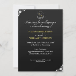 Invitación Recepción sencilla de bodas blancas y negras