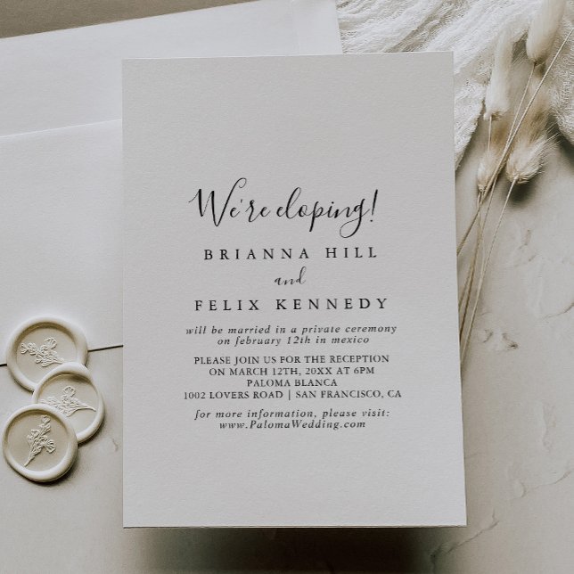 Invitación Recepción sencilla de Elopement Minimalista (Subido por el creador)