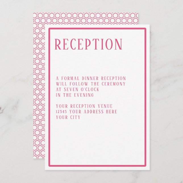 Invitación Recepción Sencilla Moderna Negrita Negrita Hexagon (Anverso / Reverso)