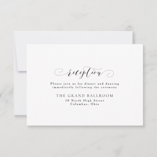 Invitación Recepción sencilla y elegante en blanco y negro (Anverso)
