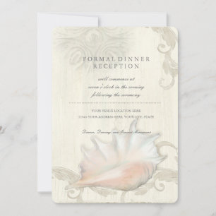 Invitación Recepción Shore Beach Seashell Conch Shell Boda