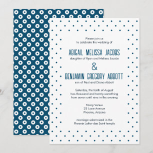 Invitación Recepción sofisticada de lunares azules y blancos