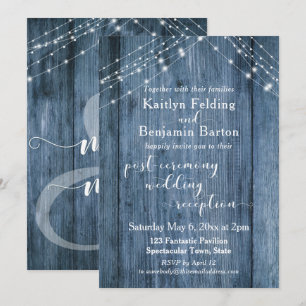 Invitación Recepción sólo después de la boda de Rustic Blue &