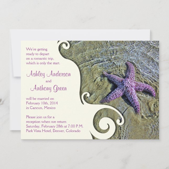 Invitación Recepción Starfish Beach Post Boda Sólo 2 (Anverso)