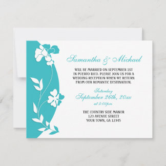 Invitación Recepción ÚNICAMENTE Floral Abstracto Turquesa