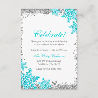 Invitación Recepción Verde azulada Bat Mitzvah Glam Winter Wo