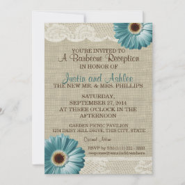 Invitación Recepción verde azulada de Bodas de Daisy y Burlap